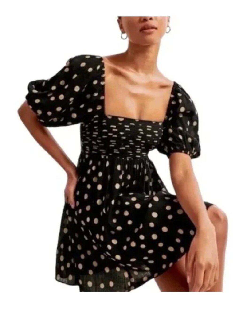 Abercrombie & Fitch Emerson Polka Dot Puff Sleeve Mini Dress